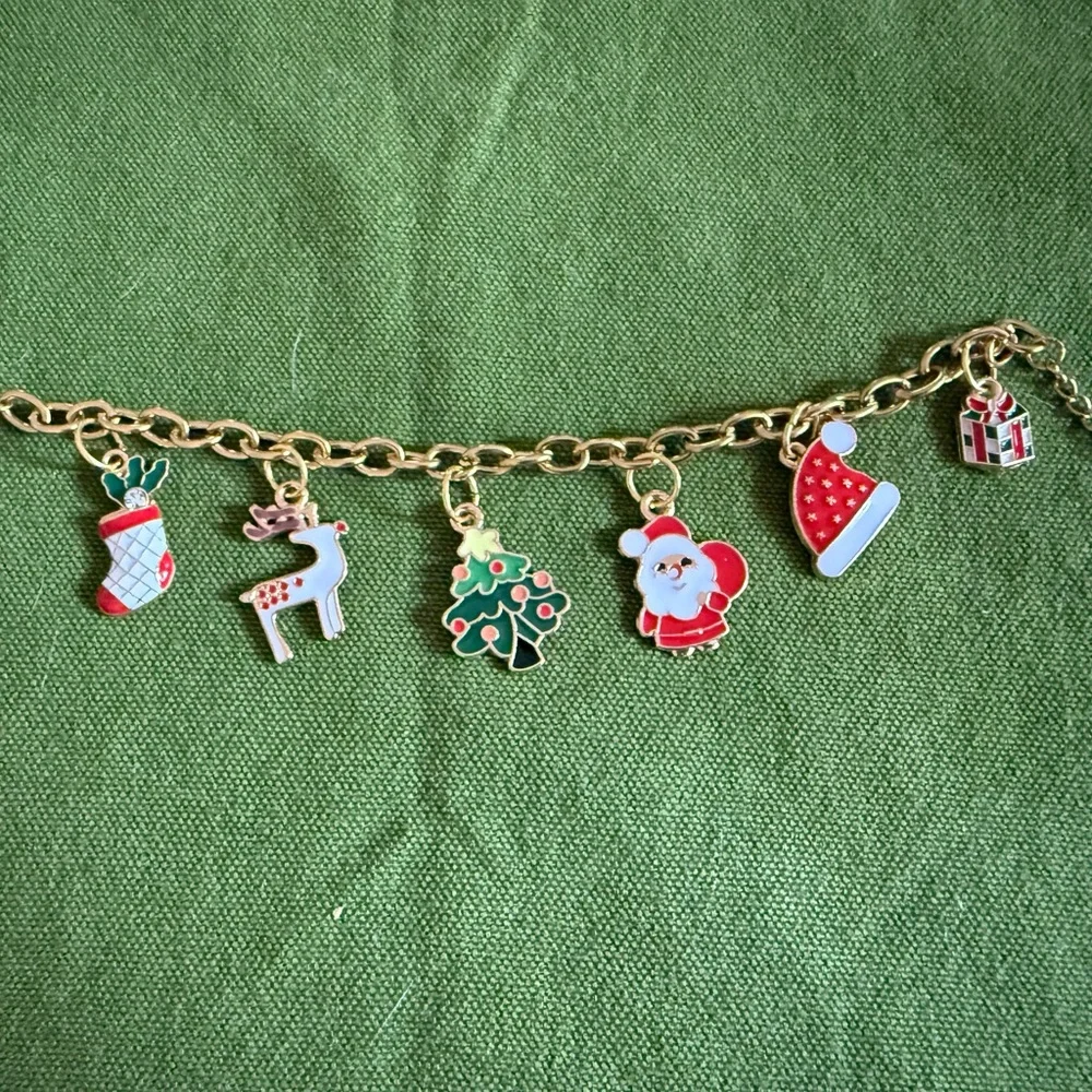 Artisan Made Christmas Charm Bracelet with Santa and Friends